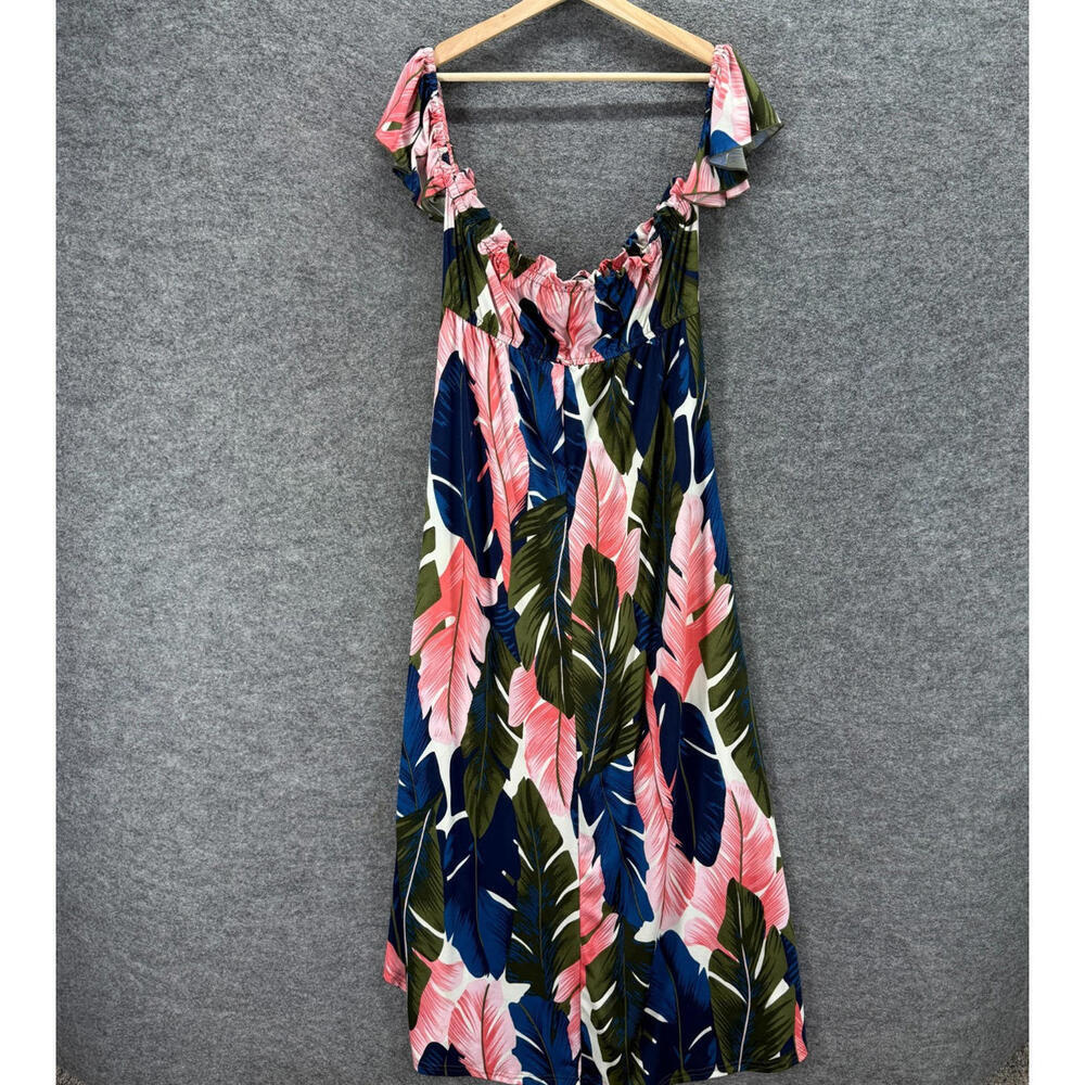 Venus Dress Women M Medium Pink Floral Shift Midi Short Sleeve Casual Stretch - Picture 2 of 5